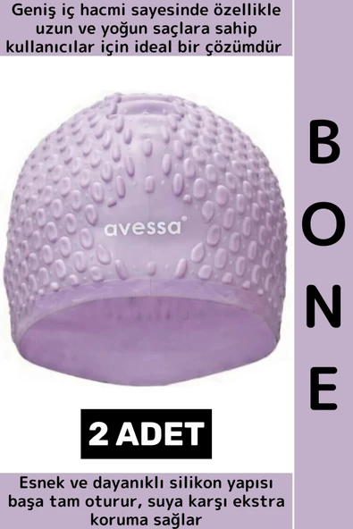 #Bone Esnek Yumuşak Silikon Havuz Deniz Yüzme Kulağa Su Geçirmez Büyük Beden Saç Bonesi 2 Adet ürün görseli 1