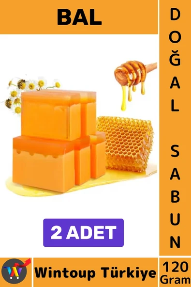 #KatıSabun %100 Doğal Bitkisel El Yüz Saç Vücut Cilt İçin Organik Bal Sabunu 120 Gram 2 Adet ürün görseli 1