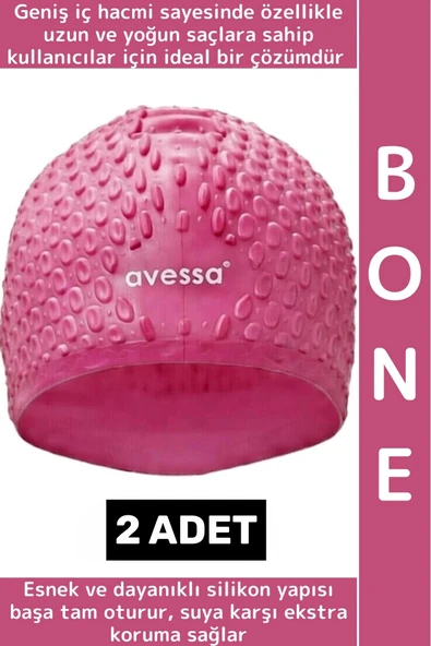 #Bone Esnek Yumuşak Silikon Havuz Deniz Yüzme Kulağa Su Geçirmez Büyük Beden Saç Bonesi 2 Adet ürün görseli 1