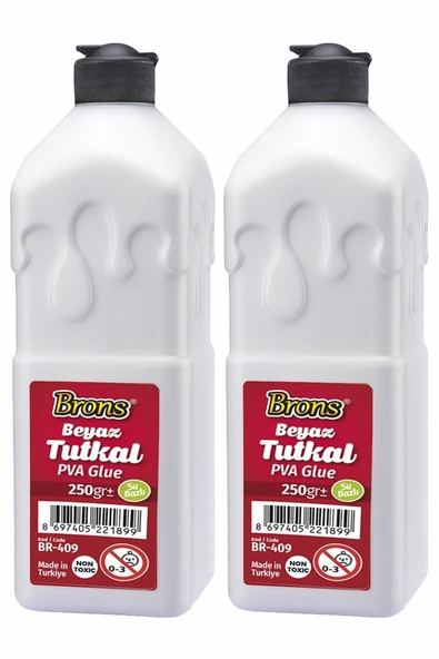 Beyaz Tutkal 250 gr 2 Adet Brons Beyaz Mobilya Yapıştırıcısı Tutkalı 250 gr Ahşap Tutkalı Su Bazlı Çok Amaçlı Beyaz ürün görseli 1