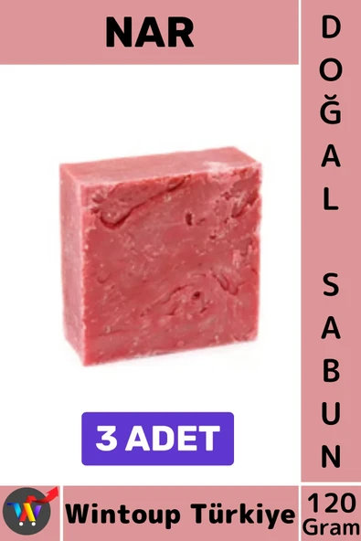 #KatıSabun %100 Doğal Orjinal Bitkisel El Yüz Saç Vücut Cilt İçin Organik Nar Sabunu 120 Gram 3 Adet ürün görseli 1