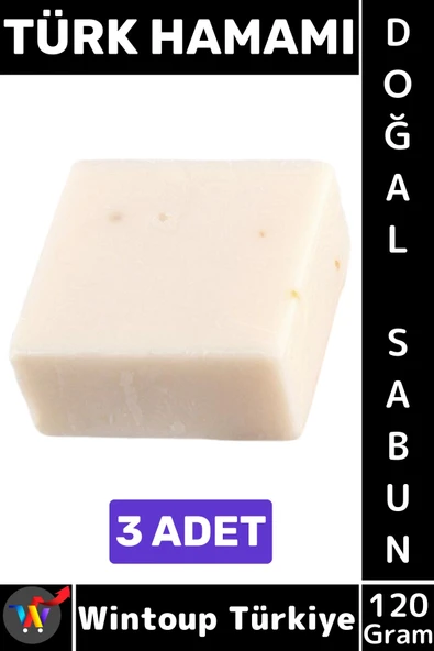 #KatıSabun %100 Doğal Bitkisel El Yüz Saç Vücut Cilt İçin Organik Türk Hamamı Sabunu 120 Gram 3 Adet ürün görseli 1