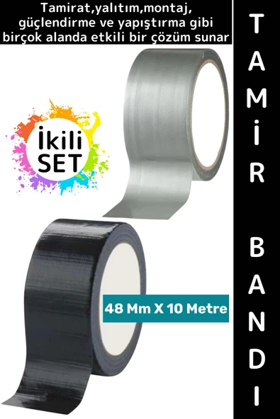 #TamirBandı Suya Neme Küfe Toza Dayanıklı Çok Amaçlı Montaj Onarım Bantı 48 mm x 10 Metre İkili SET ürün görseli 1