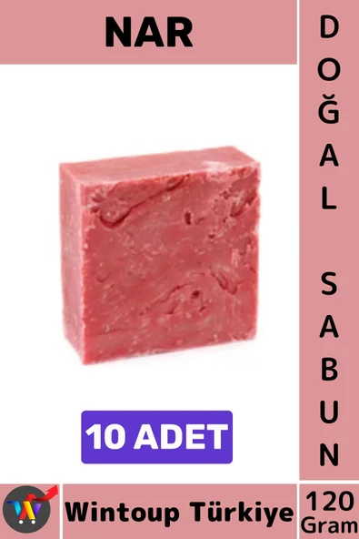 #KatıSabun %100 Doğal Orjinal Bitkisel El Yüz Saç Vücut Cilt Organik Nar Sabunu 120 Gram 10 Adet ürün görseli 1