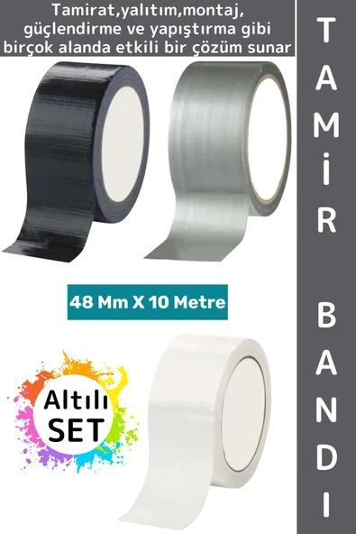 #TamirBandı Suya Neme Küfe Toza Dayanıklı Çok Amaçlı Montaj Onarım Bantı 48 mm x 10 Metre Altılı SET ürün görseli 1
