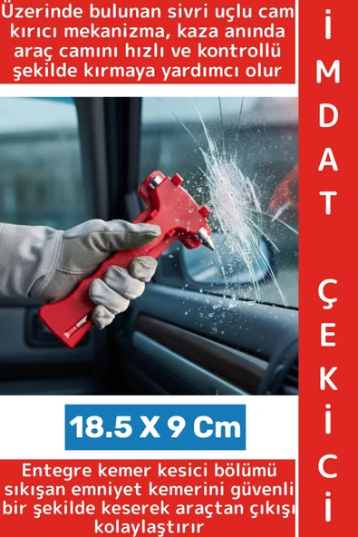 #İmdatÇekici Trafik Oto İlk Yardım Çantası Çok Fonksitonlu Cam Kırıcı Entegre Kemer Kesici 2 in 1 ürün görseli 1