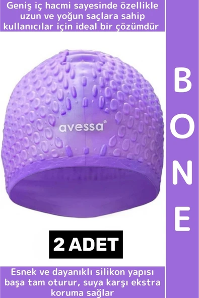 #Bone Esnek Yumuşak Silikon Havuz Deniz Yüzme Kulağa Su Geçirmez Büyük Beden Saç Bonesi 2 Adet ürün görseli 1
