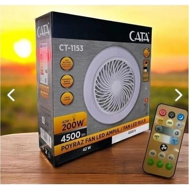 Cata CT-1153 Fanlı 42W 3 Renk Dim Edilebilir Kumandalı Poyraz LED Ampul E27 Duy ürün görseli 1