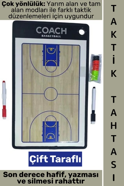 #BasketbolTaktik Profesyonel Amatör Tam Yarı Saha Çift Taraflı Mıknatıslı Basketbol Taktik Tahtası ürün görseli 1