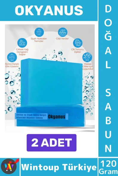 #KatıSabun %100 Doğal Bitkisel El Yüz Saç Vücut Cilt İçin Organik Okyanus Sabunu 120 Gram 2 Adet ürün görseli 1