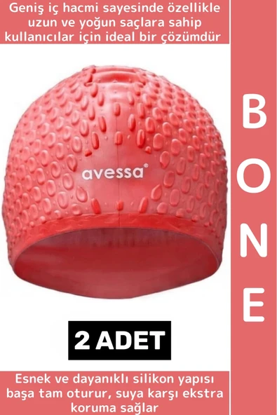 #Bone Esnek Yumuşak Silikon Havuz Deniz Yüzme Kulağa Su Geçirmez Büyük Beden Saç Bonesi 2 Adet ürün görseli 1