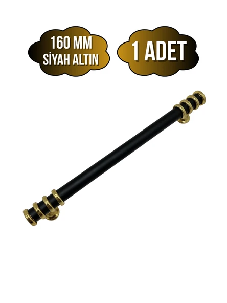 Detay Boru Siyah Altın Dolap Kulpu Mobilya ve Mutfak Dolap Kulpu(SİYAH - ALTIN)(160MM) Siyah Altın 160mm 160mm - 1 ADET ürün görseli 1