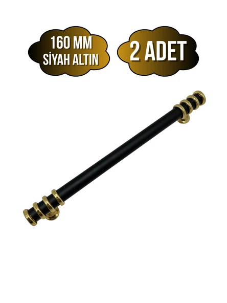 Detay Boru Siyah Altın Dolap Kulpu Mobilya ve Mutfak Dolap Kulpu(SİYAH - ALTIN)(160MM) Siyah Altın 160mm 160mm - 2 ADET ürün görseli 1