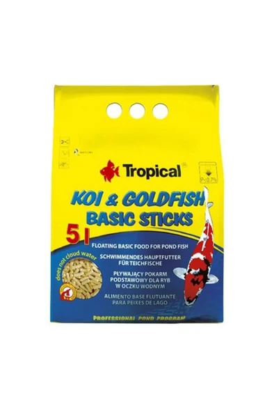 Tropical Koi&Goldfish Basic Sticks 50Lt/4Kg Skt: 10/2028 ürün görseli 1