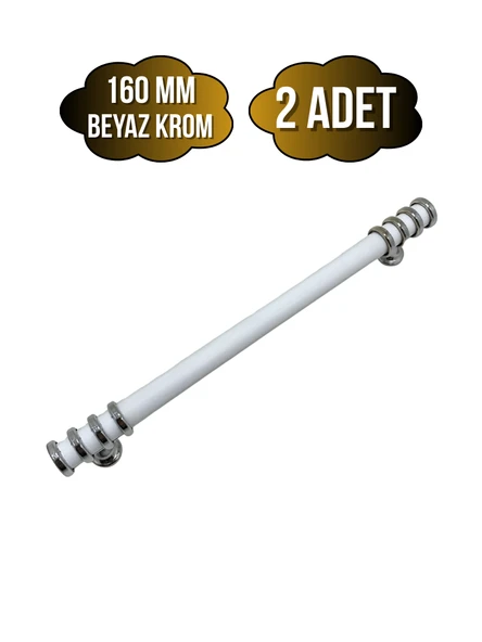 Detay Boru Beyaz Krom Dolap Kulpu Mobilya ve Mutfak Dolap Kulpu(BEYAZ - KROM)(160MM) Beyaz Krom 160mm 160mm - 2 ADET ürün görseli 1