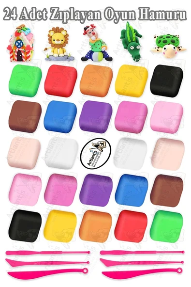 Zıplayan Oyun Hamuru 24 Lü 1 Paket Hava İle Kuruyan Modelleme Kili Yumuşak Köpük Kil Esnek Clay ürün görseli 1