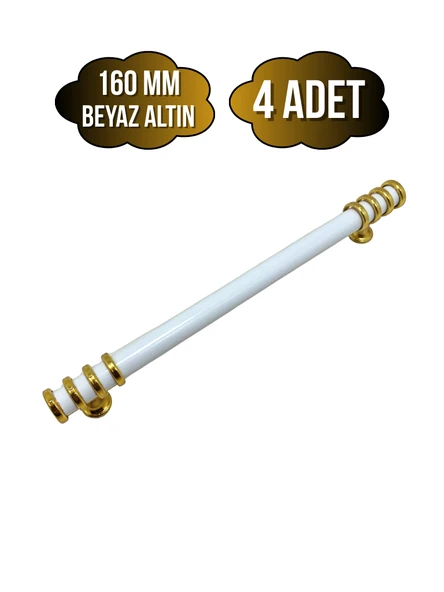 Detay Boru Beyaz Altın Dolap Kulpu Mobilya ve Mutfak Dolap Kulpu(BEYAZ - ALTIN)(160MM) Beyaz Altın 160mm 160mm - 4 ADET ürün görseli 1