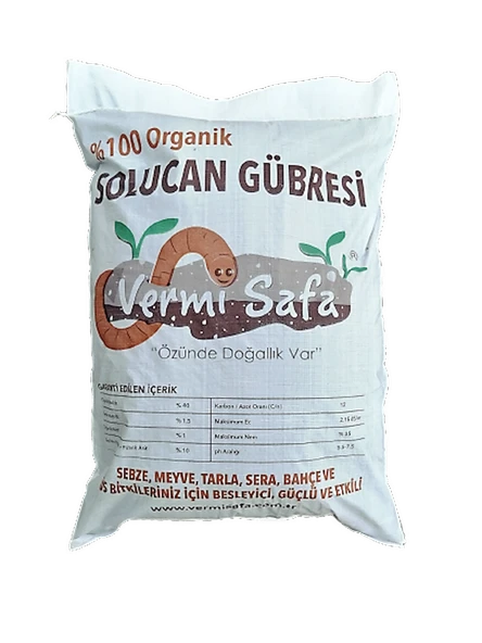 %100 Organik Vermisafa Katı Solucan Gübresi 10 KG Lamine Çuvallı ürün görseli 1