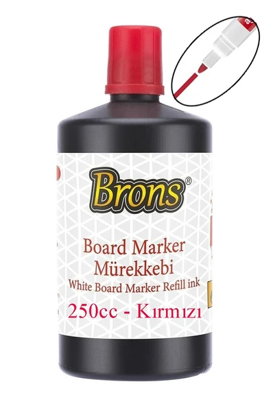 Kırmızı Yazı Tahta Kalem Mürekkebi 250ml 1 Adet Brons Tahta Kalemi Mürekkebi Kolay Silinebilir 250gr Okul Sınıf Öğrenci ürün görseli 1