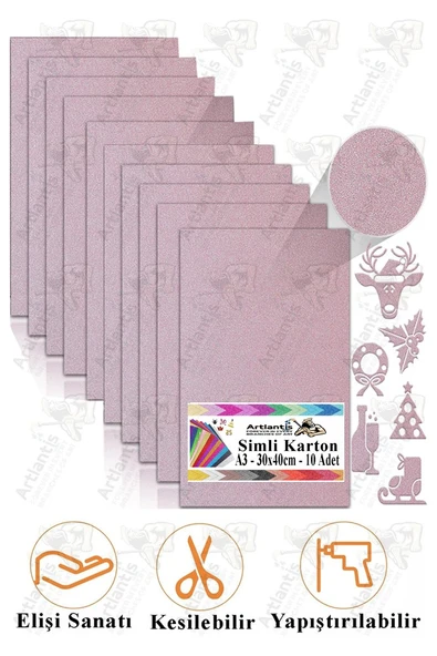 Lila Simli Karton A3 30x40 cm 10 lu 1 Paket Simli Fon Kartonu Parıltılı Kağıt Anasınıfı Kreş Etkinlik Proje ürün görseli 1