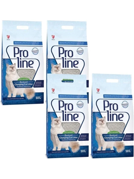 Proline Topaklaşan İnce Tane Kokusuz Kedi Kumu 10 lt x 4 ürün görseli 1