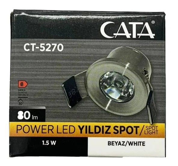 CATA Yıldız 1.5w SATEN Kasa Beyaz Işık Power Ledli Parmak Spot 6500k 220v IP20 ürün görseli 1