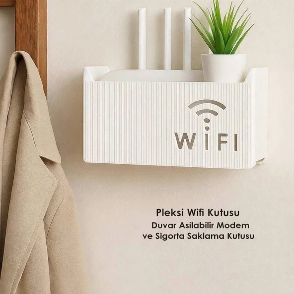 WİFİ SAKLAMA KUTUSU DUVARA ASILA BİLİR PLEKSİ MODEM VE SİGORTA SAKLAMA KUTUSU ürün görseli 1