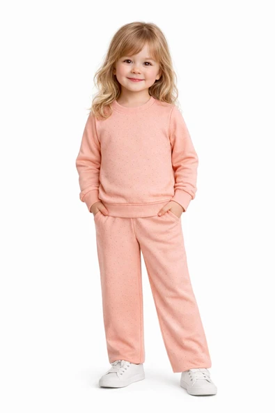 Kız Çocuk Taşlı Sweatshirt Pantolon Takım BGL-ST05273 ürün görseli 1