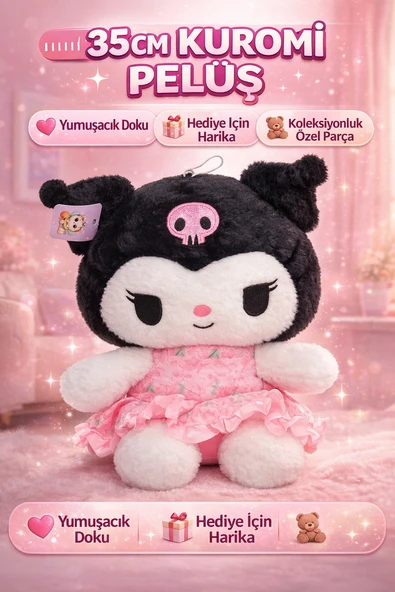 35 CM Kuromi Peluş Yumuşacık Koleksiyonluk Sevimli Karakter ürün görseli 1