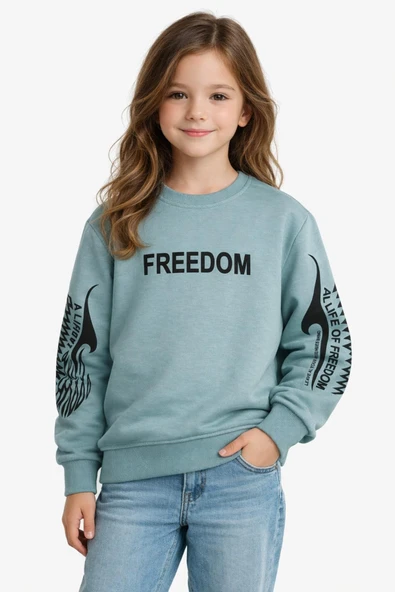 Kız Çocuk Kol Baskılı Sweatshirt BGL-ST05272 ürün görseli 1