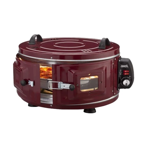 GROSS YUVARLAK DAVUL FIRIN STANDART AYARLANABİLİR TERMOSTAT = 50°C-320°C 1300W - 53CM ALÜMİNYUM TEPSİ ÖN GÖZETLEME CAMI  AF-008B (5250) ürün görseli 1