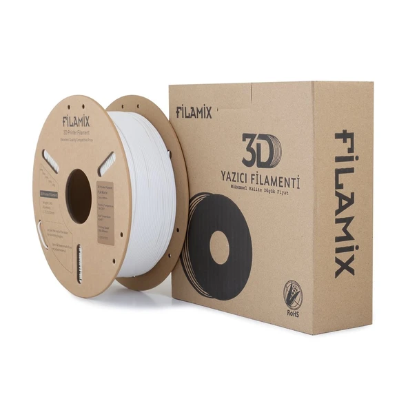 Filamix Pla Mat Beyaz Filament 1.75mm 1kg - Yansımasız Saf Beyaz Yüzey ürün görseli 1