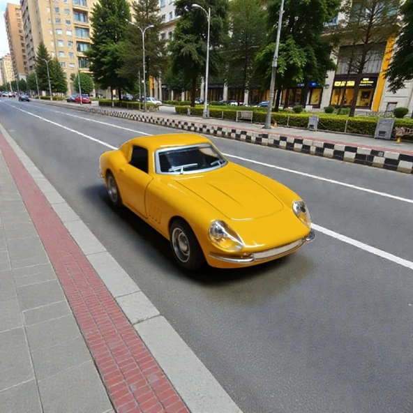 1966 Ferrari Sarı 275 GTB Metal Diecast Çek Bırak Model Araba ürün görseli 1