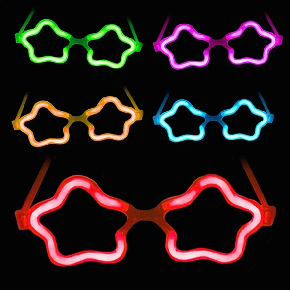 Yıldız Glow Gözlük - Yıldız Şekilli Glow Stick Gözlüğü - Glow Partisi Gözlük 12 Adet ürün görseli 1