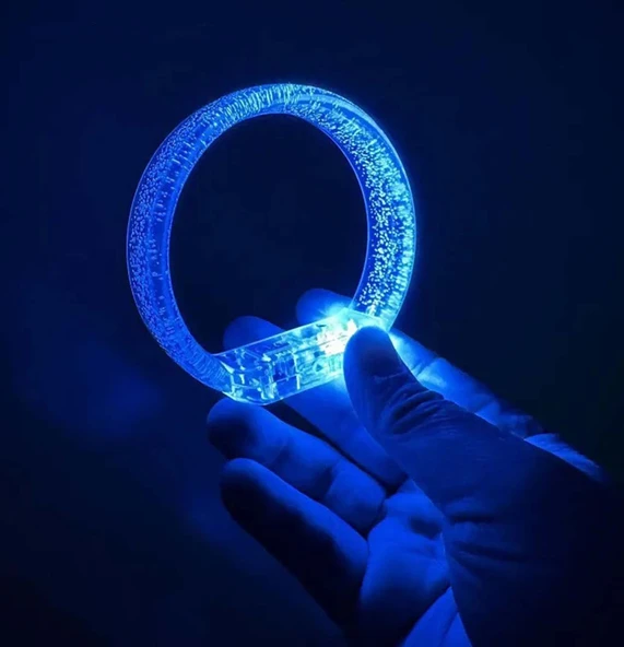Mavi Led Işıklı Baskı Yapılabilen Pilli Bileklik Bilezik 1,5 cm Genişlik ürün görseli 1