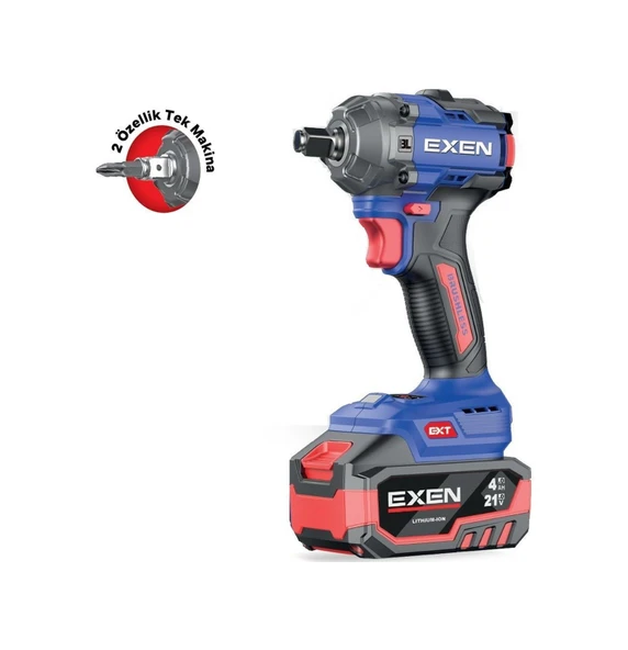 Exen En 234 SM 21V 4AH 1/2 Soket 350 NM Kömürsüz Şarjlı Somun Sökme Makinesi - Çift Akü 2x4 Ah ürün görseli 1