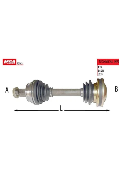 MGA Aks Sag Em ( Fıat : Albea Palıo 1.3jtd --06 )mga-70162 ürün görseli 1