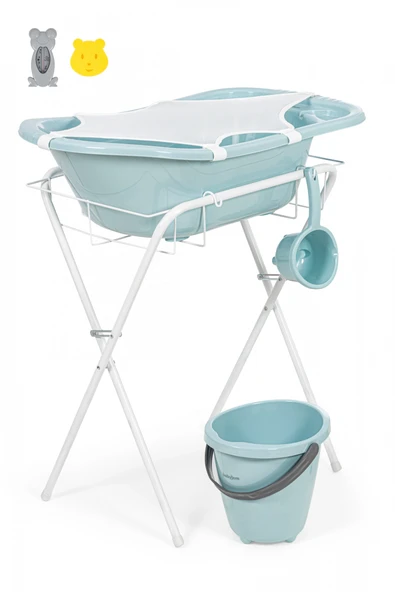Babyjem Ayaklı Bebek Banyo Küvet Seti 7 Parça Soft Mavi ürün görseli 1