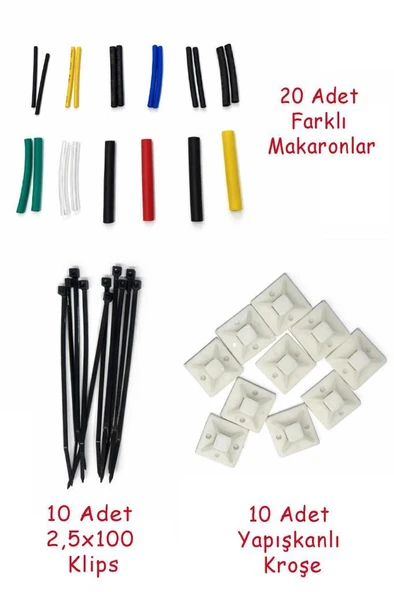 40'lı Kablo Sabitleme ve İzolasyon Seti - 20x20 Kroşe - 2,5x100 Kalo Bağı -Makaron ürün görseli 1