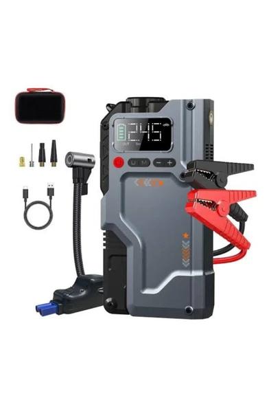 Cs70 Plus Akü Takviye Cihazı | 4'ü 1 Arada Powerbank, Hava Kompresörü, LCD Ekran, 12.000mAh ürün görseli 1
