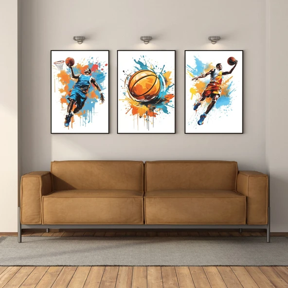 Splash Dunk 3'lü Set Çerçeveli Tablo Siyah Renk 35 x 50 Boyut/Ebat ürün görseli 1