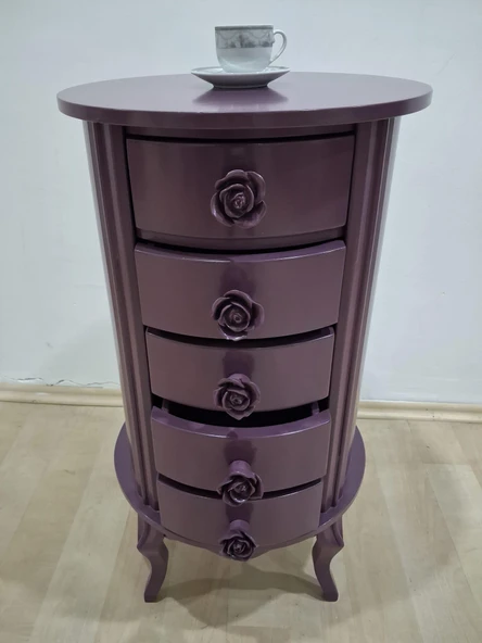 Şifonyer Şeker 90606 Aslan Lükens Model 5 Çekmece 1 Ad Parlak PEMBE Porselen Kulp ürün görseli 1