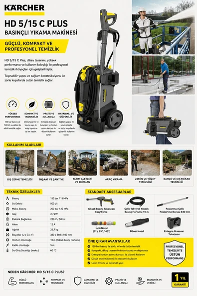 Karcher Hd 5/15 C Plus Basınçlı Yıkama Makinesi Eu Seri No:150787 ürün görseli 1