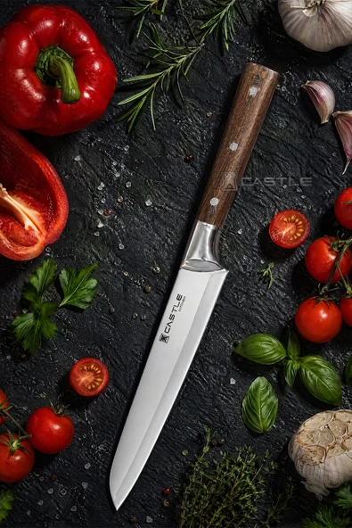 Wood Serisi Ceviz Sap Doğrama Mutfak Şef Bıçağı Et Ekmek Sebze Salata Şef Bıçak LZG-102 ürün görseli 1