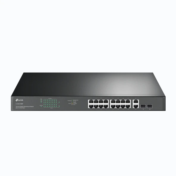 TP-Link TL-SG1218MP 16 Port 10/100/1000 Mbps PoE+ 2 Port SFP Gigabit Switch ürün görseli 1