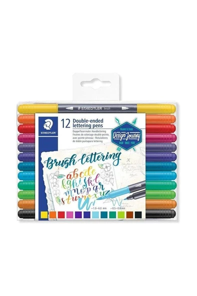 Staedtler Brush Lettering Çift Taraflı Fırça Uçlu Kalem 12 RENK SET ürün görseli 1