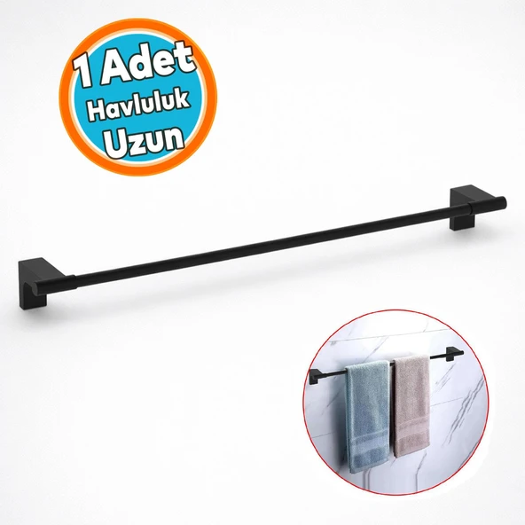 Siyah Uzun Havluluk Vidalı Lavabo Banyo Mutfak Aparat Standı Bez Havlu Askısı Paslanmaz Metal ürün görseli 1