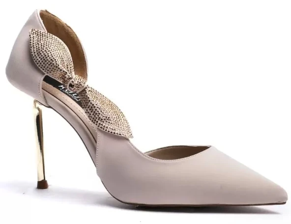 Kuum K25-820 Bej Stiletto 9 Cm Kadın Abiye Ayakkabı ürün görseli 1