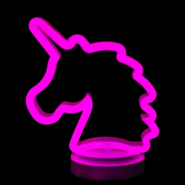 Neon Işıklı Unicorn Masa Gece Lambası Pil Usb ürün görseli 1