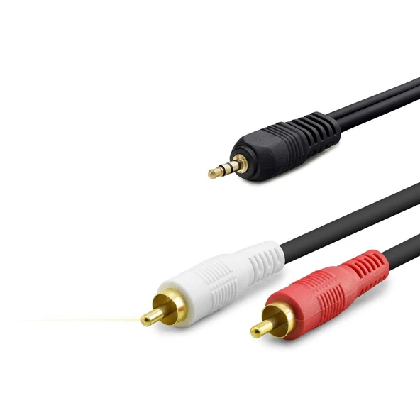 3.5 Mm To 2Rca Kablo 2Lıne Gold 5M Siyah HDX1060 ürün görseli 1